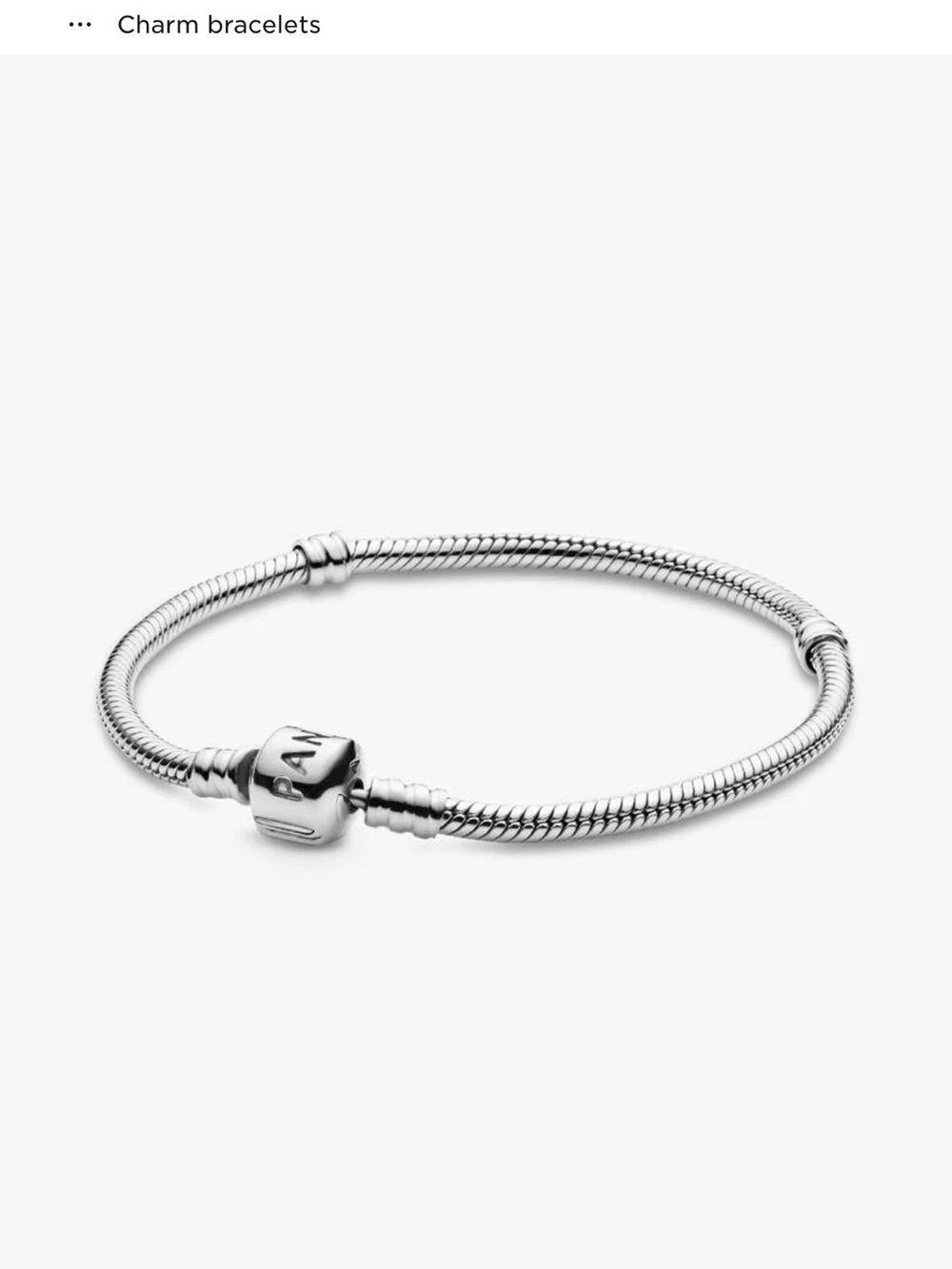 NEW Pandora Silver Snake Chain Charm Bracelet - Sterling Silver